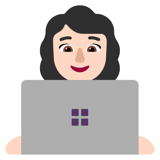 Microsoft design of the woman technologist: light skin tone emoji verson:Windows-11-22H2