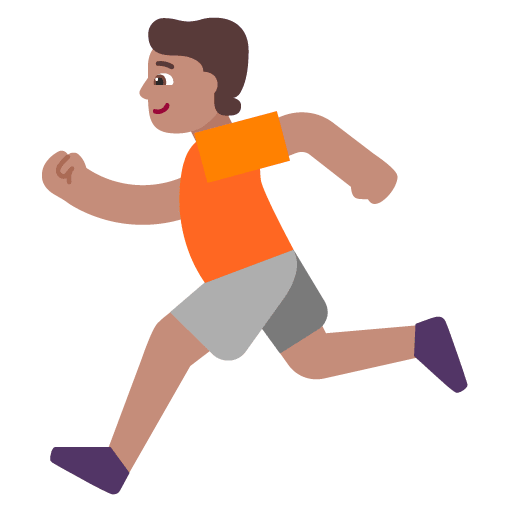 Microsoft design of the person running: medium skin tone emoji verson:Windows-11-22H2