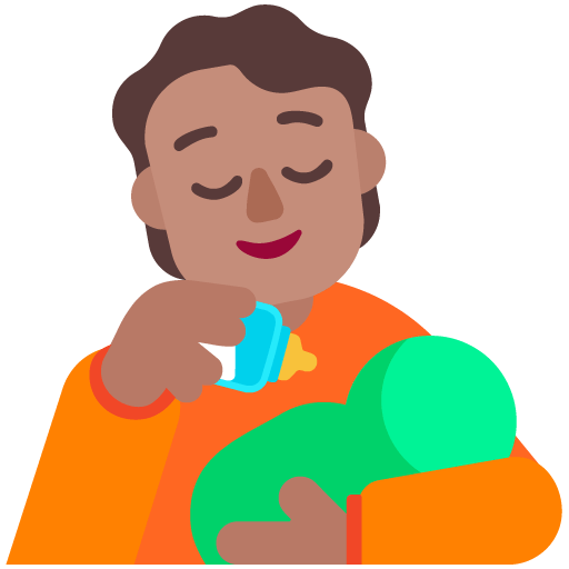 Microsoft design of the person feeding baby: medium skin tone emoji verson:Windows-11-22H2