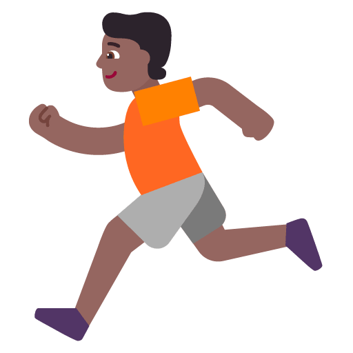 Microsoft design of the person running: medium-dark skin tone emoji verson:Windows-11-22H2