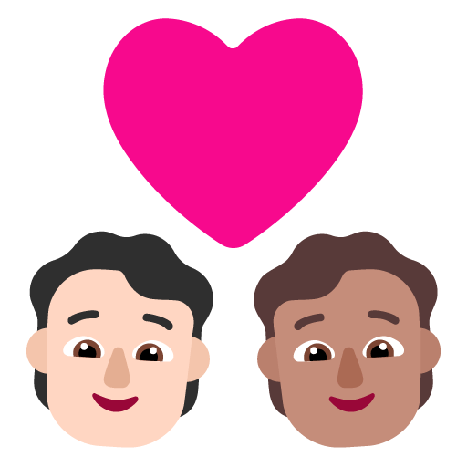 Microsoft design of the couple with heart: person person light skin tone medium skin tone emoji verson:Windows-11-22H2