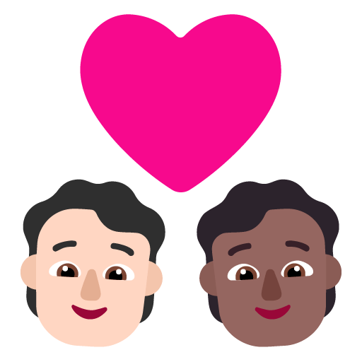 Microsoft design of the couple with heart: person person light skin tone medium-dark skin tone emoji verson:Windows-11-22H2