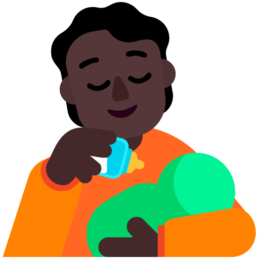 Microsoft design of the person feeding baby: dark skin tone emoji verson:Windows-11-22H2