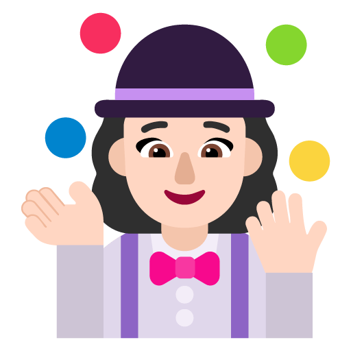 Microsoft design of the woman juggling: light skin tone emoji verson:Windows-11-22H2