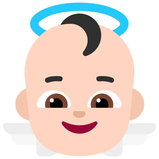 Microsoft design of the baby angel: light skin tone emoji verson:Windows-11-22H2