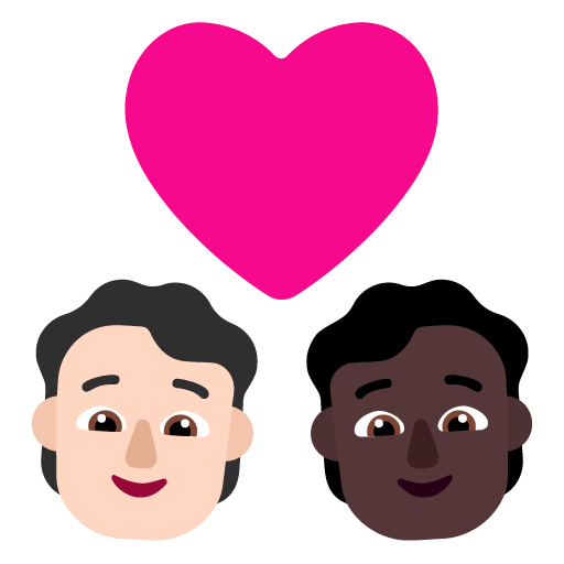 Microsoft design of the couple with heart: person person light skin tone dark skin tone emoji verson:Windows-11-22H2