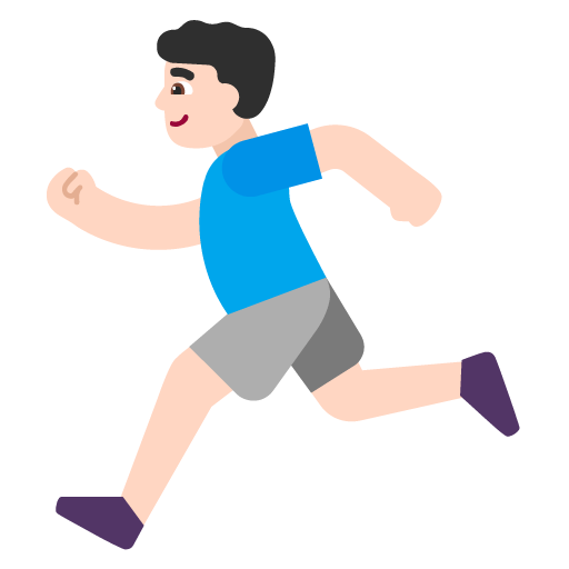 Microsoft design of the man running: light skin tone emoji verson:Windows-11-22H2