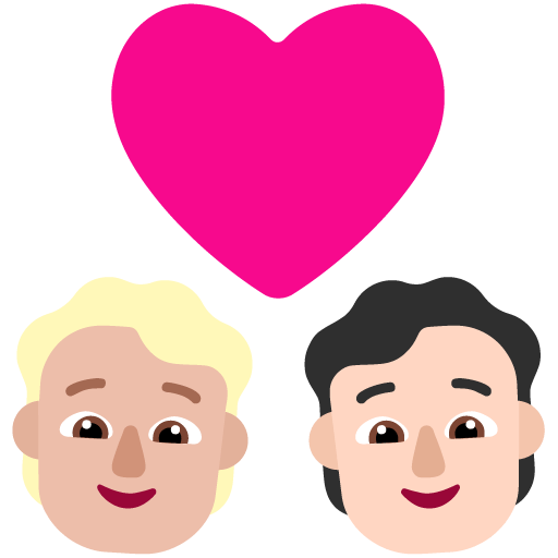 Microsoft design of the couple with heart: person person medium-light skin tone light skin tone emoji verson:Windows-11-22H2