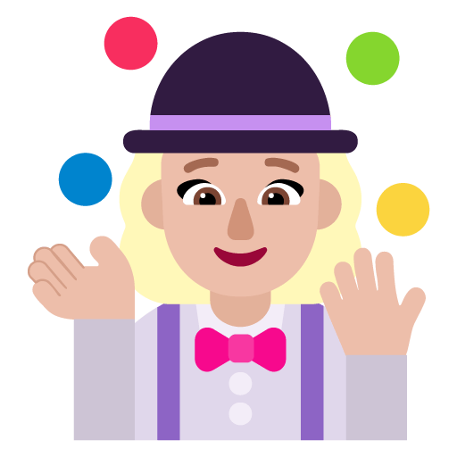 Microsoft design of the woman juggling: medium-light skin tone emoji verson:Windows-11-22H2