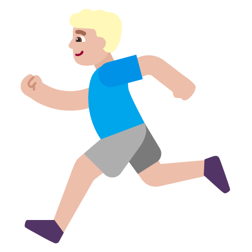 Microsoft design of the man running: medium-light skin tone emoji verson:Windows-11-22H2