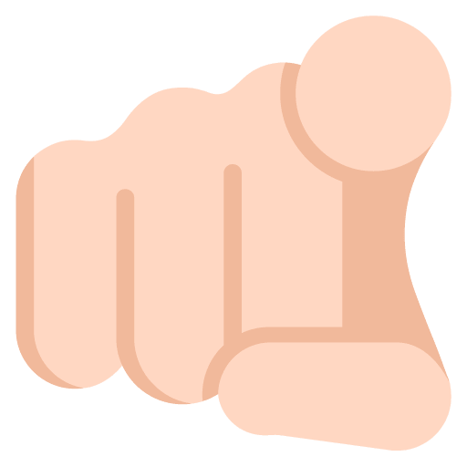 Microsoft design of the index pointing at the viewer: light skin tone emoji verson:Windows-11-22H2