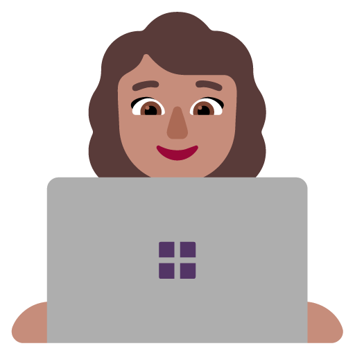Microsoft design of the woman technologist: medium skin tone emoji verson:Windows-11-22H2