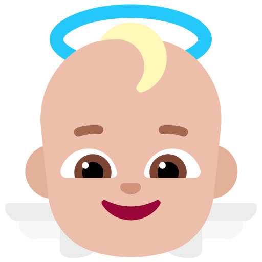 Microsoft design of the baby angel: medium-light skin tone emoji verson:Windows-11-22H2