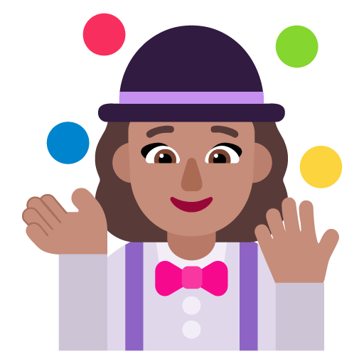 Microsoft design of the woman juggling: medium skin tone emoji verson:Windows-11-22H2