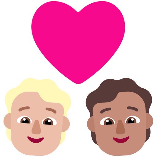 Microsoft design of the couple with heart: person person medium-light skin tone medium skin tone emoji verson:Windows-11-22H2