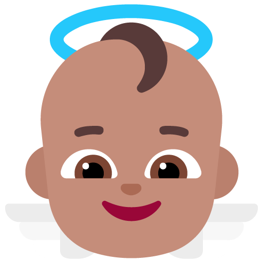 Microsoft design of the baby angel: medium skin tone emoji verson:Windows-11-22H2