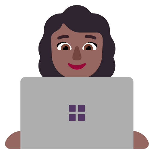 Microsoft design of the woman technologist: medium-dark skin tone emoji verson:Windows-11-22H2