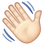 Whatsapp design of the waving hand: light skin tone emoji verson:2.23.2.72