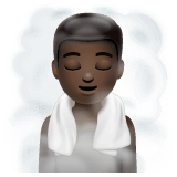 Whatsapp design of the person in steamy room: dark skin tone emoji verson:2.23.2.72
