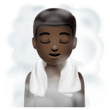 Whatsapp design of the person in steamy room: dark skin tone emoji verson:2.23.2.72