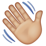Whatsapp design of the waving hand: medium-light skin tone emoji verson:2.23.2.72