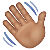 Whatsapp design of the waving hand: medium skin tone emoji verson:2.23.2.72