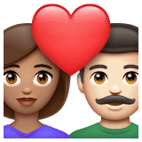 Whatsapp design of the couple with heart: woman man medium skin tone light skin tone emoji verson:2.23.2.72