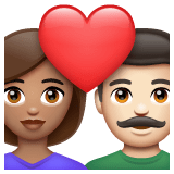 Whatsapp design of the couple with heart: woman man medium skin tone light skin tone emoji verson:2.23.2.72