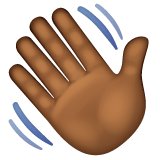 Whatsapp design of the waving hand: medium-dark skin tone emoji verson:2.23.2.72