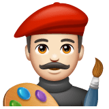 Whatsapp design of the man artist: light skin tone emoji verson:2.23.2.72