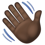 Whatsapp design of the waving hand: dark skin tone emoji verson:2.23.2.72