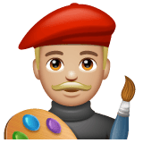 Whatsapp design of the man artist: medium-light skin tone emoji verson:2.23.2.72