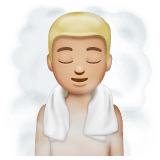 Whatsapp design of the man in steamy room: medium-light skin tone emoji verson:2.23.2.72