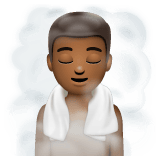Whatsapp design of the man in steamy room: medium-dark skin tone emoji verson:2.23.2.72