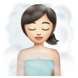 Whatsapp design of the woman in steamy room: light skin tone emoji verson:2.23.2.72