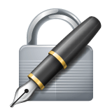 Whatsapp design of the locked with pen emoji verson:2.23.2.72