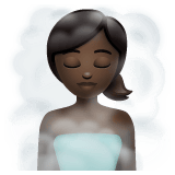 Whatsapp design of the woman in steamy room: dark skin tone emoji verson:2.23.2.72