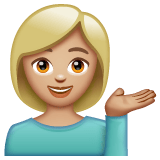 Whatsapp design of the person tipping hand: medium-light skin tone emoji verson:2.23.2.72