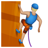 Whatsapp design of the person climbing: medium-light skin tone emoji verson:2.23.2.72