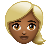 Whatsapp design of the woman: medium-dark skin tone blond hair emoji verson:2.23.2.72