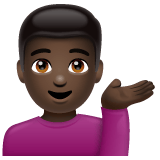 Whatsapp design of the man tipping hand: dark skin tone emoji verson:2.23.2.72