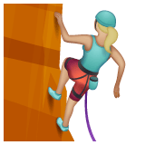 Whatsapp design of the woman climbing: medium-light skin tone emoji verson:2.23.2.72