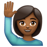 Whatsapp design of the person raising hand: medium-dark skin tone emoji verson:2.23.2.72
