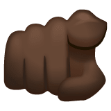 Whatsapp design of the index pointing at the viewer: dark skin tone emoji verson:2.23.2.72