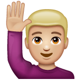 Whatsapp design of the man raising hand: medium-light skin tone emoji verson:2.23.2.72