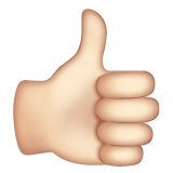 Whatsapp design of the thumbs up: light skin tone emoji verson:2.23.2.72
