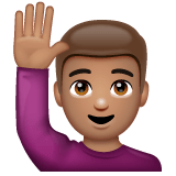 Whatsapp design of the man raising hand: medium skin tone emoji verson:2.23.2.72