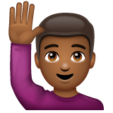 Whatsapp design of the man raising hand: medium-dark skin tone emoji verson:2.23.2.72