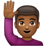 Whatsapp design of the man raising hand: medium-dark skin tone emoji verson:2.23.2.72