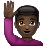 Whatsapp design of the man raising hand: dark skin tone emoji verson:2.23.2.72